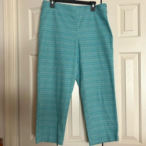 Talbots Turquoise and White Cropped Pants - Picture 1 of 5